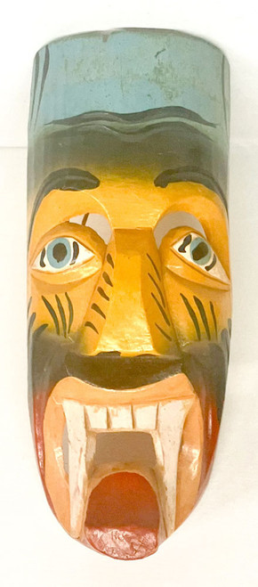 COLORFUL WOOD CARVED MASK - 11" tall