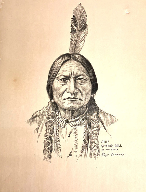 CHIEF SITTING BULL - PENCIL DRAWING by Lloyd Ostendorf