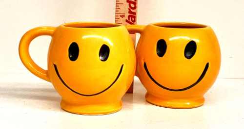 Pair of SMILEY FACE COFFEE MUGS - by McCoy