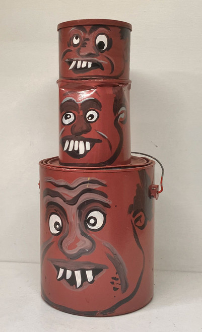 POOR MAN'S FACE JUGS - Hand Painted Metal Cans