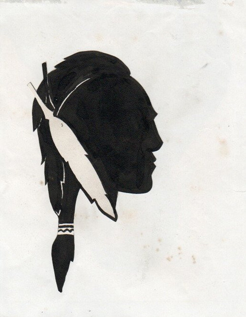 "INDIAN WARRIOR" + Melvyn Douglas  - SILHOUETTE CUT-OUT