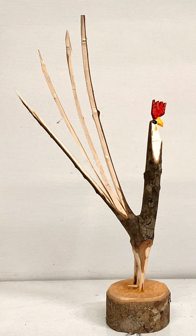 MAPLE TREE LIMB ROOSTER. (B-6) - 13" tall. by Minnie Adkins