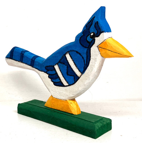 BLUE JAY BIRD  CARVING (#3) by Minnie Adkins