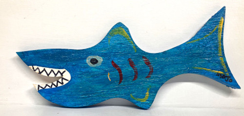BLUE SHARK WOOD CUTOUT  by MOJO of Florida