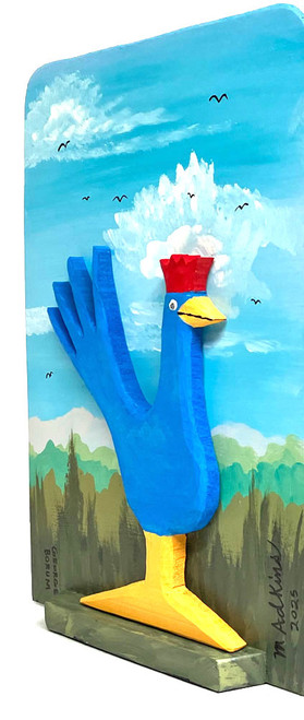 3-D--BIG BLUE ROOSTER DISPLAY (17} by Minnie & George