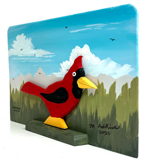 3-D -- CARDINAL RED BIRD on DISPLAY (30) by Minnie & George
