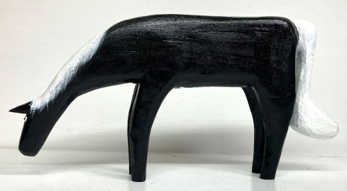 BLACK HORSE CARVING - WHITE Mane & Tail  by Minnie Adkins