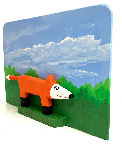 3-D  FOX Carving on Display Panel (#50) by Minnie & George