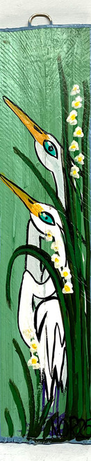 TWO BIRDS PAINTING on Recycled Fence Pickers (#14) by NOR