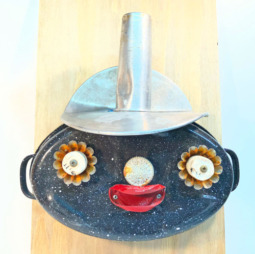 ROASTER PAN HEAD - with "angel food pan hat" by Steve Meadows