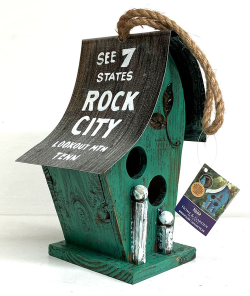 NEW - ALPINE Brand BIRDHOUSE with NEW ROCK CITY SIGNS on the Roofs
