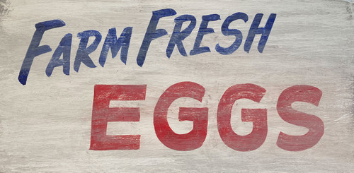 FARM FRESH EGGS (BLUE & RED -- #5