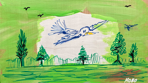 BIRD and TREES -(12) -- by HOBO BOB