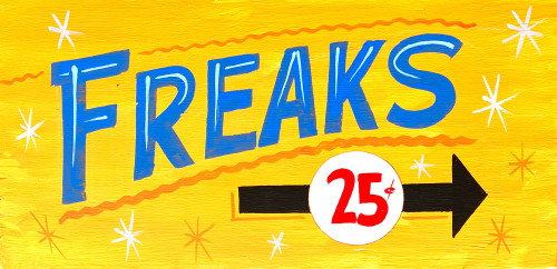 FREAKS SIGN with Arrow -  12" x 24" Wood  Panel -