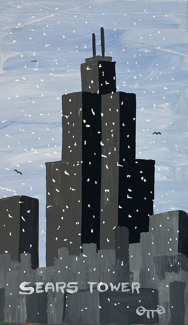 SEARS TOWER IN SNOW -  7x12" by Otto