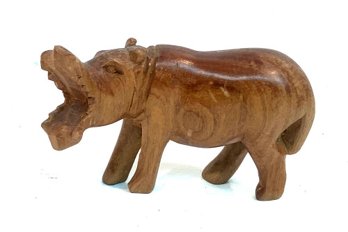 HIPPO WOOD CARVING - 4" long
