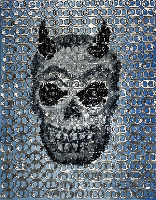 SKULL PAINTING - Trimmed wth 100;s of Pull Tabs
