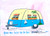 COLORFUL PALM TREE MINI TRAILER - 12 x16"