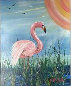 FLAMINGO -  OIL PAINTING by Norm - Was $60 - Now $45
