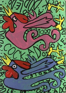 2 Roosters on Canvas - by Kip Ramey