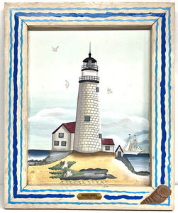 BOSTON HARBOR LIGHTHOUSE --- Handpainted  9" x 12"