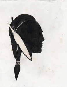 "INDIAN WARRIOR" + Melvyn Douglas  - SILHOUETTE CUT-OUT