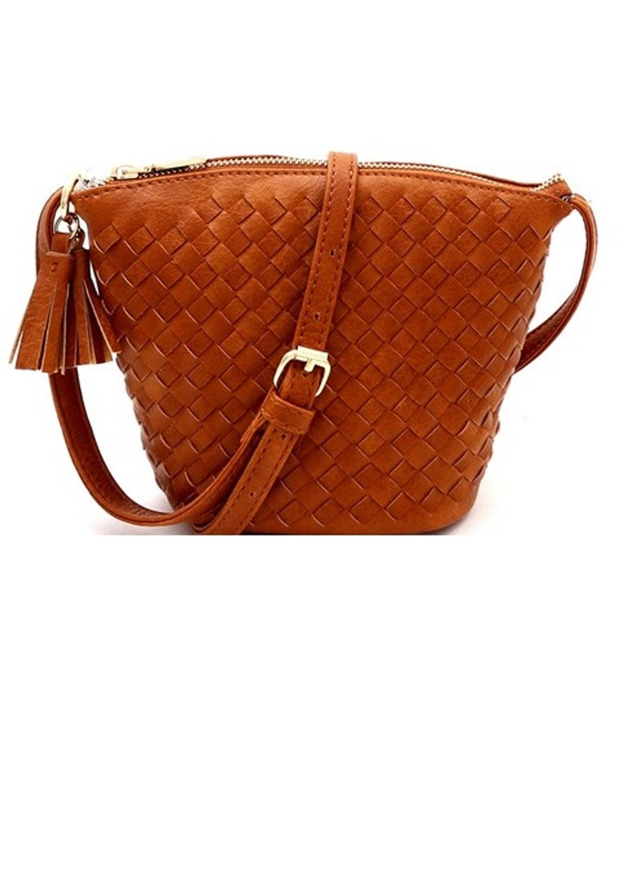 Woven Bucket Crossbody Bag