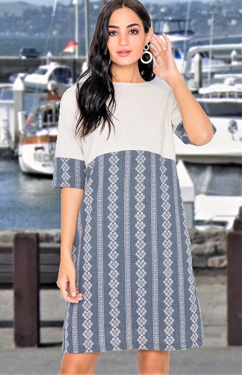 navy blue boho dress Boho Maxi Dress Navy Blue Floral "Kiss The Sky" Long Flowing Summer Gown Button Front Long Slit 3/4 Sleeves Royal Blue Turquoise Lavender Print Small