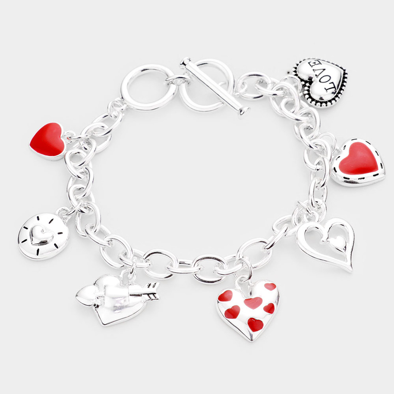 Buy the Sterling Silver Heart LOVE Charm Bracelet