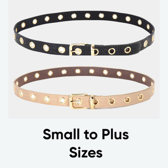 Adjustable Faux Leather Belts in Black & Ivory PLUS