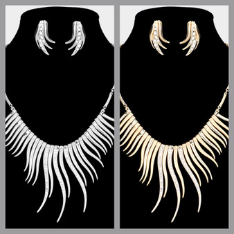 Wavy Bar Drop Rhinestone Necklace Sets in Gold & Silver! Wavy Bar Drop Rhinestone Necklace Sets in Gold & Silver!