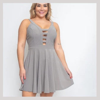 Plus Size Grey Midi Cut Out Dress!