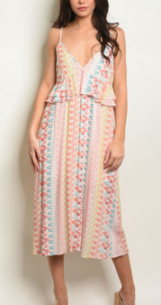 Aztec Spaghetti Strap V-Neck Dress