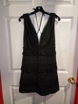 Blace Lace Dress with Ruffles