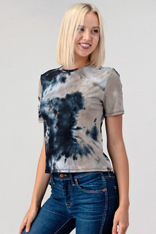 CREW NECK TIE DYE SHORT SLEEVE TOP