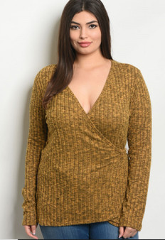 Womens Fashion Wrap Mustard Colored Sweater - Soft to Touch!