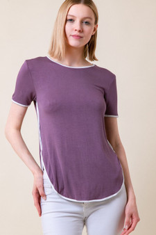 Womens Super Soft Light Shirt in Lilac with White Trim