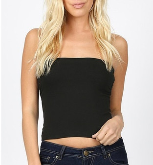 Womens Fashion Black Ruched Tube Top