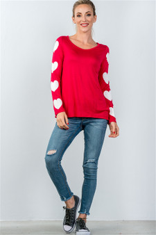 Womens Fashion Heart on Long Sleeve Soft Shirt