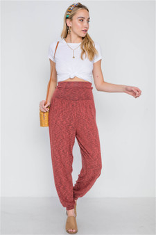 Womens Fashion Rust Colored Side Slit Comfy Pants!