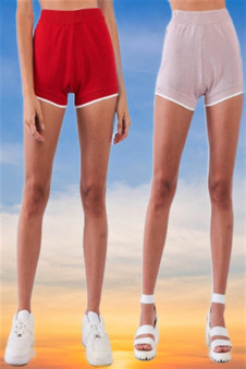 Womens Fashion Trendy White Striped Crop High Waisted Short Womens Fashion Trendy White Striped Crop High Waisted Short