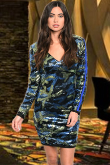 Stand out with this Super Edgy Trending Camo Sequins Body Con Dress