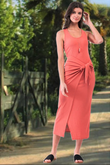 Coral Casual Wrap Dress