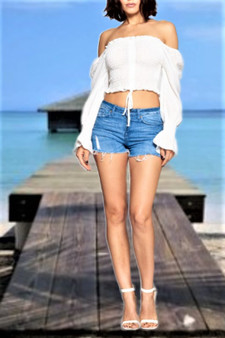 Crop Top, White, Ruched, Puffy Sleeves, Sexy, Summer, Spring Crop Top, White, Ruched, Puffy Sleeves, Sexy, Summer, Spring