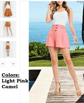 Pink and Camel Linen Womens Shorts