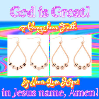Christian Hope and Faith Teardrop Earrings
