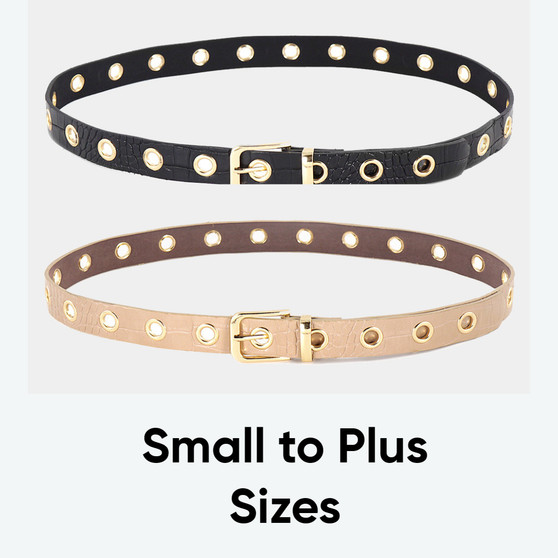 Adjustable Faux Leather Belts in Black & Ivory PLUS