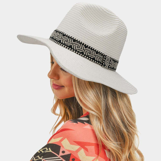 Aztec Western Tribal Hat in White & Black!