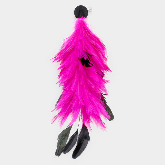 Fushia Feather Snap Alligator Hair Clip / Brooch!