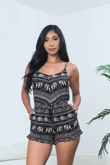 Safari Elephant Tribal Print Romper Shorts!